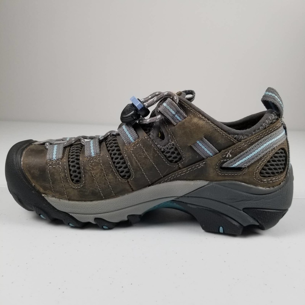 KEEN Utility Women's Flint Low Steel Toe Shoes Brown Blue Gray Size 6W MINT